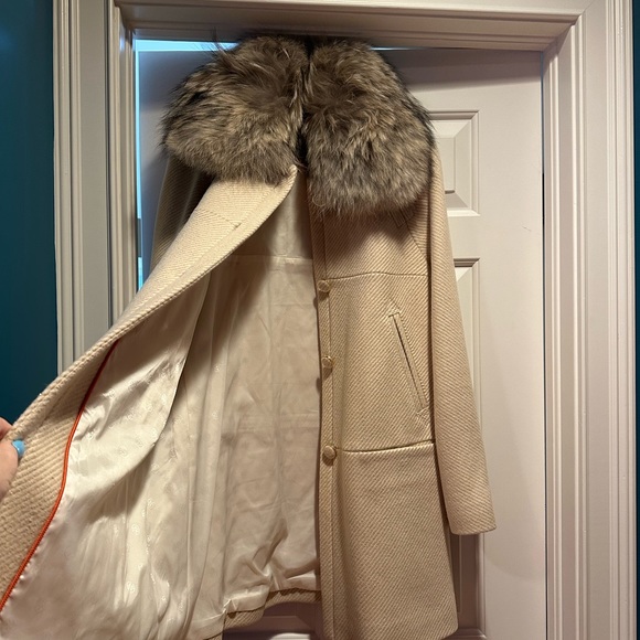 Tory Burch wool coat with detachable fur collar - Picture 3 of 7